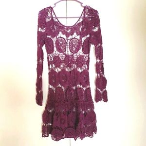Free people crocheted purple dress